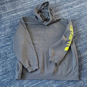 Carhartt Dark Gray Hoodie with Bright Yellow Logo